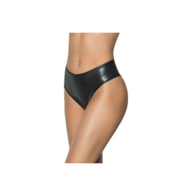 String bande large en wetlook noir, taille haute, tissu fronçé à l'arrière 